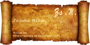 Zsinka Milán névjegykártya